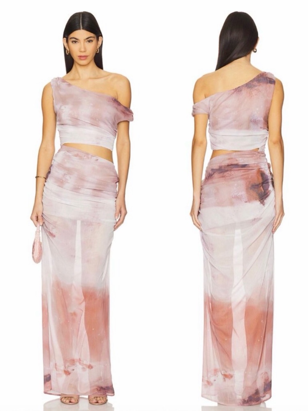 One-Shoulder Blush Tie-Dye Maxi Dress